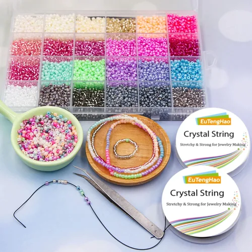 Miniatura 4 de EuTengHao 13246 cuentas de semillas de pony de 0.118 pulgadas (0.118 in) con dijes, pinzas para manualidades, pulseras, collares, aretes, joyería