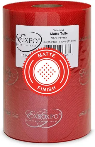 Miniatura 60 de Expo International Tul mate decorativo, rollo/carrete de 6 x 100 yardas, tela de tul de poliéster ligera para tutús, disfraces y decoraciones