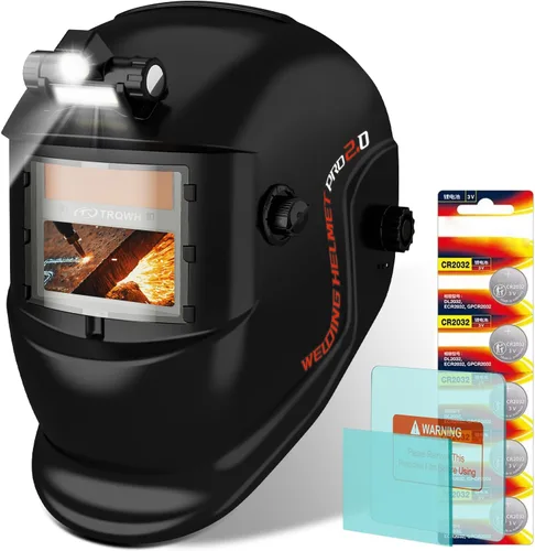 TRQWH Casco de Soldadura con Luz de Color Verdadero Oscurecimiento Automático Cascos de Soldadura para Hombres Alimentado por Energía Solar Capucha