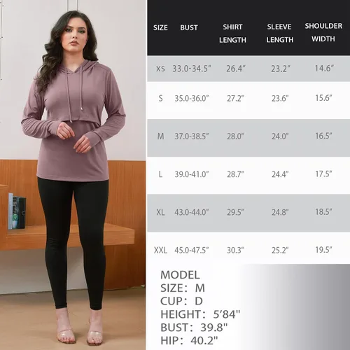 Miniatura 105 de GINKANA Sudadera con capucha para mujer, manga larga, lactancia materna, ropa casual