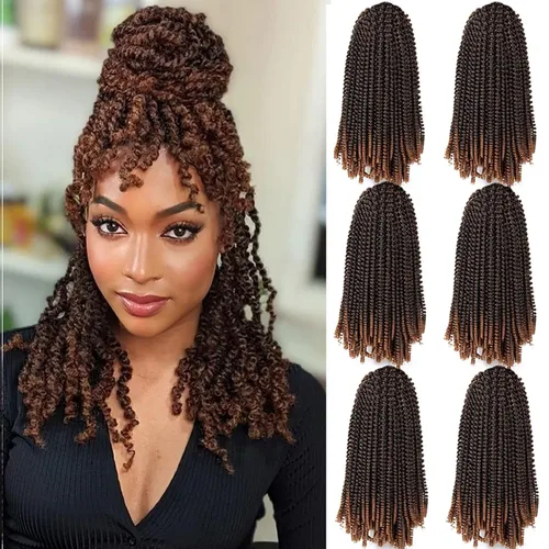 Miniatura 64 de Paquete de 2 cabello para trenzas en espiral de 8 pulgadas, cabello Spring Twist para rastas falsas, rastas de mariposa, cabello para trenzas, fibra