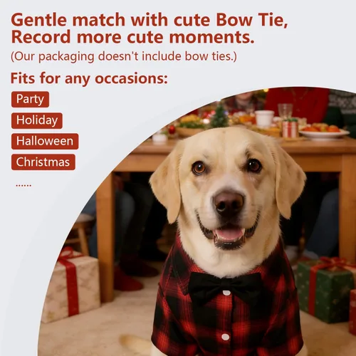 Miniatura 5 de Koneseve - Camisa para perro, camiseta a cuadros para mascotas, suéter transpirable a juego, para perros pequeños, medianos, grandes, gatos, Rojo