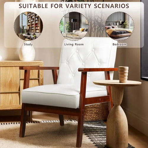 Miniatura 7 de OFIKA Juego de 2 sillas decorativas, tapizadas y gruesas, sillón de lectura retro con cojín suave, sillón de salón para sala de estar, dormitorio