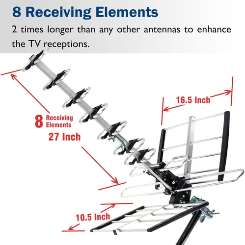 Miniatura 6 de Five Star - Antena de TV para exteriores HDTV de largo alcance de hasta 200 millas, antena de TV para instalar en ático o techo, antena digital OTA