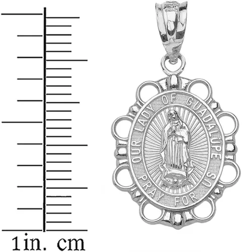 Miniatura 2 de Colgante ovalado de plata de ley con medalla de la María de Guadalupe