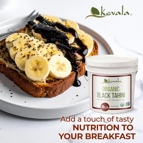 Miniatura 4 de Kevala Tahini negro orgánico – Pasta de sésamo negro sin gluten para alimentos dulces y salados, ideal para mezclar con una pasta de miso, tamaño a