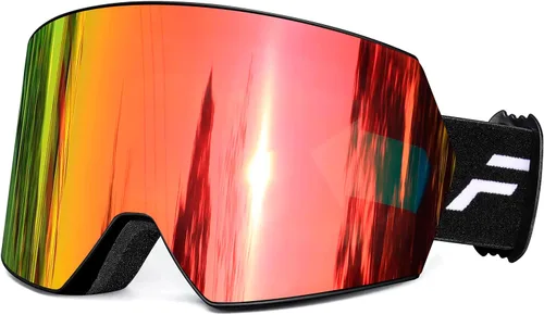 Miniatura 9 de FMY - Gafas de esquí para hombres, mujeres y jóvenes - Gafas de snowboard y esquí con protección antivaho UV400 para adultos Marco azul hielo