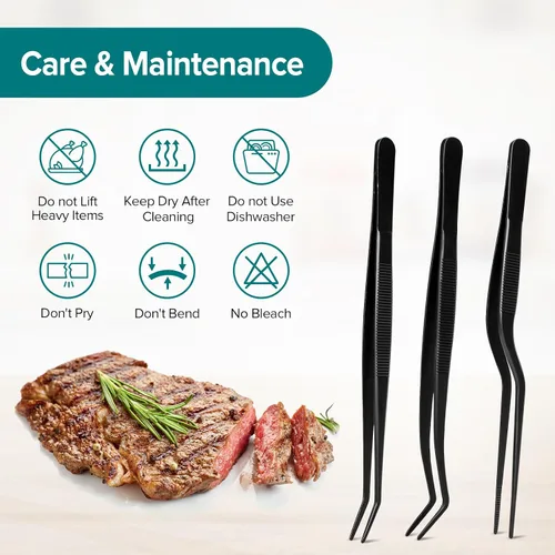 Miniatura 7 de Juego de pinzas de cocina, 6 pinzas de cocina, juego de pinzas de cocina de 6.3 pulgadas, pinzas culinarias de acero inoxidable para cocinero
