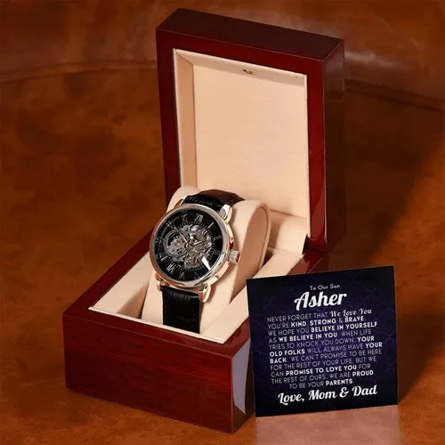 Miniatura 2 de Reloj calado para hombre con tarjeta de mensaje especial regalo para hijo en el día de graduación boda regalo para mamá o papá hijo en graduación