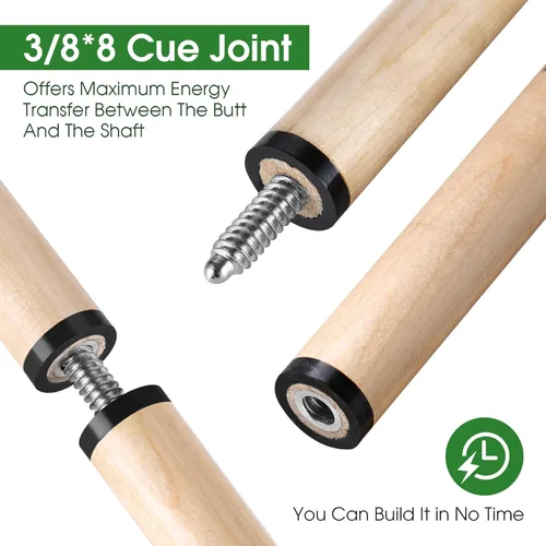 Miniatura 3 de Pool Cue Sticks 36inch 42inch 48inch 52inch 58inch Set of 2 or 4,Pool Cue with 13mm Leather Tip for Adults, Beginners,2-Piece Design，(14oz to 20oz