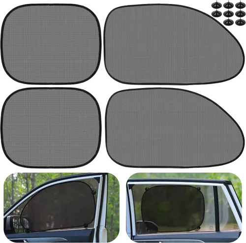 Tallew Paquete de 4 parasoles magnéticos para ventana de coche adhesivo para protección solar para bebé, cubierta lateral de ventana, parasol para