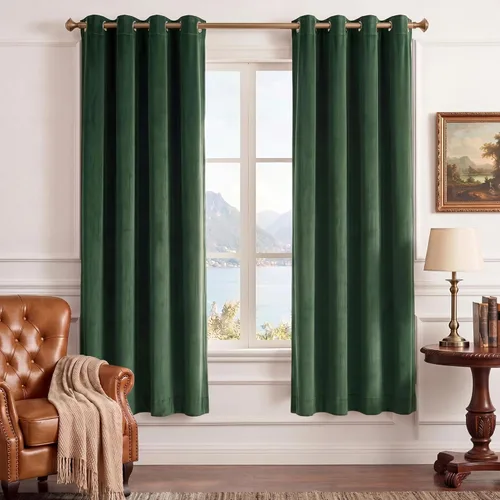 Miniatura 58 de StangH Cortinas de Terciopelo Grueso Sólido - Juego de Tratamiento de Ventanas con Oscurecimiento Moderado para Dormitorio, Cortinas/Cortinajes