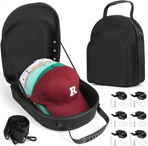 Miniatura 18 de GERMUN Funda rígida para gorra de béisbol, funda de viaje con correa ajustable para el hombro, funda para 12 gorras de béisbol, perfecta para viajes