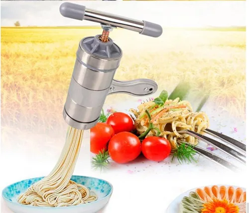 Máquina de prensa manual de fideos de acero inoxidable DIY máquina de prensa de exprimidor de frutas máquina para hacer pasta con 5 moldes de fideos