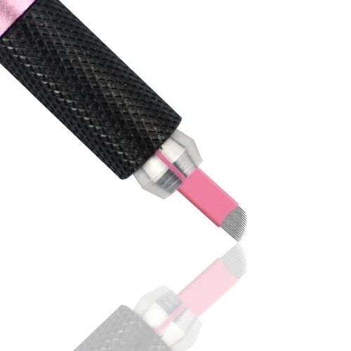 Miniatura 4 de 50 piezas de hoja de microblading desechables rosa #16 nano-cuchillas 0.006 in nano-agujas perfectas para trazos de cabello, cejas, agujas más finas