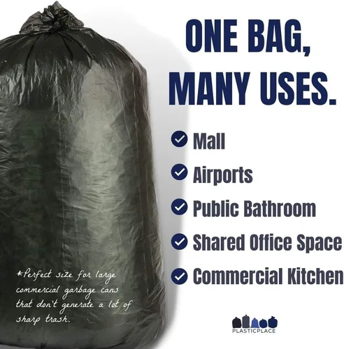 Miniatura 3 de Plasticplace Bolsas de basura de 32-33 galones │ 16 micrones │ Revestimientos negros de alta densidad │ 33 x 40 pulgadas (250 unidades)