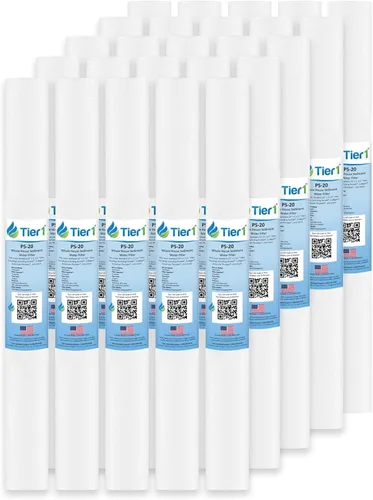 Miniatura 19 de Tier1 Cartucho de repuesto de filtro de agua de sedimentos de polipropileno hilado para toda la casa de 10 micrones, 20 x 2.5 pulgadas, compatible