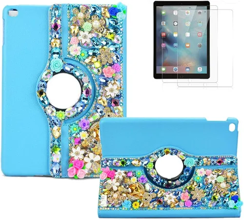Miniatura 23 de Bling - Funda compatible con Samsung Galaxy Tab A7 10.4 (2022) - Elegante - 3D hecha a mano con mariposa de cristal giratoria de 360 grados