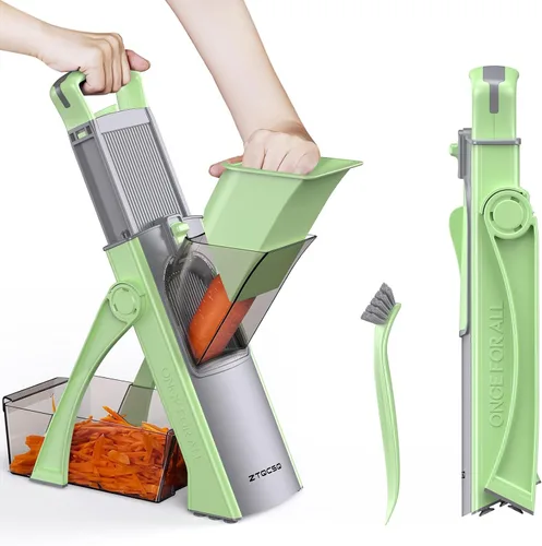 Miniatura 16 de (Todo en 1) Versión mejorada Cortadora de mandolina para cocina y mandolina ajustable. Cuchilla desmontable, cortador de verduras de cocina, corte
