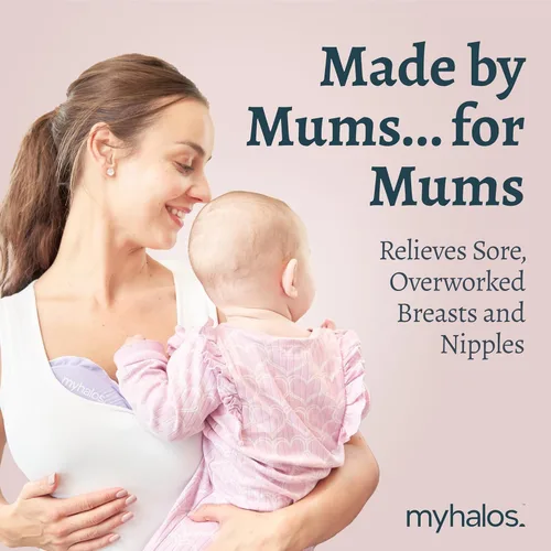 Miniatura 2 de MyHalos Paquete de terapia de senos – 2 paquetes de terapia de mama caliente y frío y 4 almohadillas de hidrogel para pezones para lactancia materna