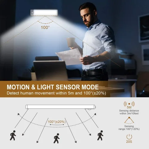Miniatura 4 de Luces de armario con sensor de movimiento, 30 luces LED para debajo del gabinete, luces de mostrador recargables inalámbricas, iluminación nocturna