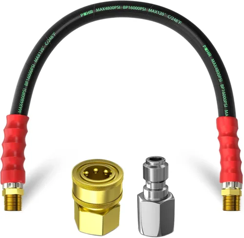 POHIR Manguera de látigo para lavadora a presión de 3/8 pulgadas de 2 pies, manguera de conector de carrete de manguera corta para lavado a presión,