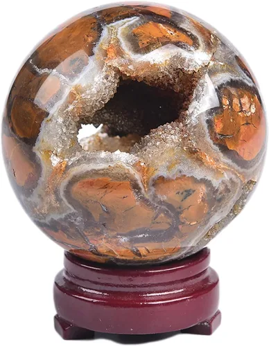 Miniatura 124 de JIC Gem Esfera de cristal de cuarzo Pietersite, bola de cristal decorativa azules y marrones dorados para meditación, decoraciones de mesa