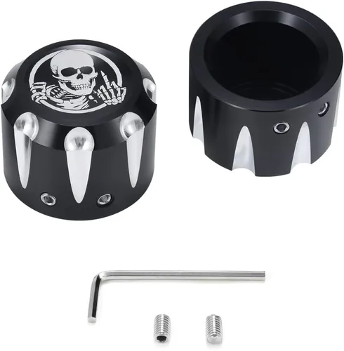 Miniatura 6 de Juego de 2 tapas de tuerca de eje delantero, juego de tapas de eje, tapa de tuerca de eje delantero de aluminio CNC estilo calavera, compatible