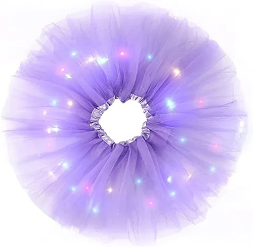 Miniatura 14 de Faldas de tutú LED para mujer, falda de tul con capas para baile de ballet, faldas iluminadas para disfraz de fiesta