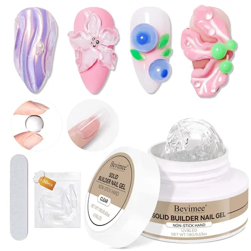 Gel para esculpir 3D transparente para arte de uñas, 0.46 onzas de gel sólido para uñas, gel duro no pegajoso, moldeo a mano, tallado para esculpir