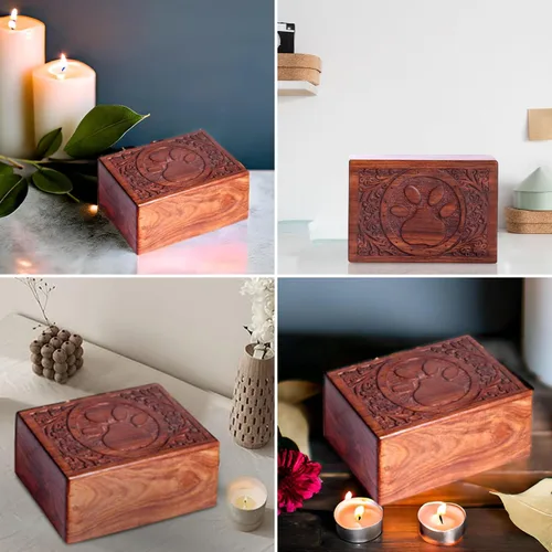Miniatura 4 de Caja de Urna de Madera para Cenizas Humanas, Urnas Funerarias de Cremación, Urna Decorativa, Caja Conmemorativa para Mascotas, Urna para Gatos Bebés