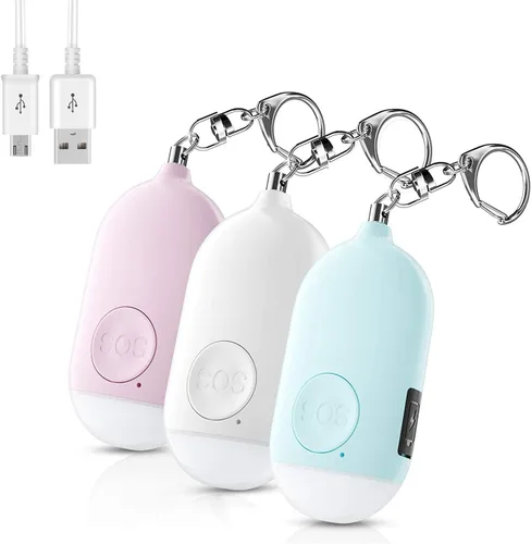 Safesound - Dispositivo de seguridad de protección personal – 3 piezas SOS llavero alarma para mujeres, hombres, ancianos y niños – Llavero personal