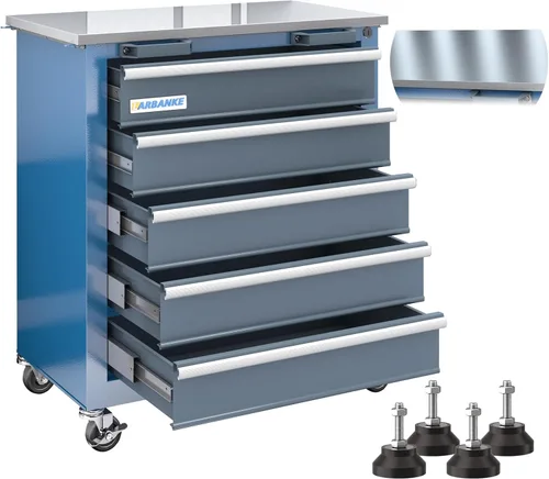 Miniatura 7 de LARBANKE Caja de herramientas de metal, caja de herramientas de 3 cajones con bandeja de almacenamiento superior, caja de herramientas portátil