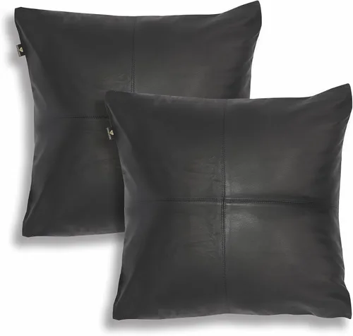Miniatura 53 de LL LEATHER LOVERS Funda de almohada de piel de cordero - Funda de cojín para sofá, fundas decorativas para sala de estar y dormitorio, 20 x 20 Negro