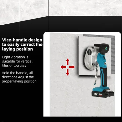 Miniatura 3 de Herramientas de vibración de azulejos, máquina de vibración de azulejos de ventosa ajustable de 6 velocidades (2 baterías incluidas), niveladora