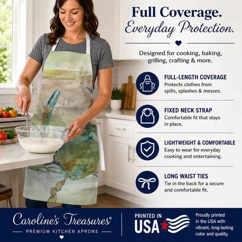 Miniatura 3 de Caroline's Treasures SC2013APRON - Delantal de cangrejo azul para cocinar, hornear, manualidades, jardinería para adultos, mujeres y hombres