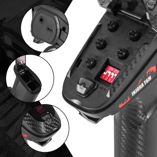 Miniatura 3 de INJORA INT-T6M 2.4GHz Transmisor de Radio Digital Micro Control Remoto con Receptor de 6 Canales para Actualización de 1/24 1/18 RC (T6M)