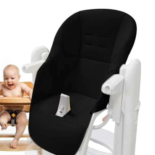 Miniatura 14 de LAFANDE Fundas para silla alta para bebé, cojín para silla de comedor de bebé, funda de piel sintética con acolchado para silla de comedor Peg Blanco