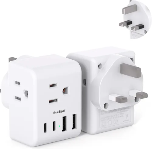 Miniatura 15 de Paquete de 2 adaptadores de enchufe de EE. UU. a Japón, adaptador de enchufe de 2 clavijas a 3 clavijas con 3 salidas de CA, 3 puertos USB