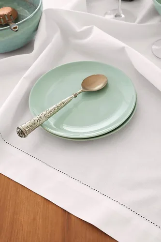 Miniatura 3 de Solino Home Mantel cuadrado de lino y algodón con vainica, 52 x 52 pulgadas, lavable a máquina para verano, 4 de julio