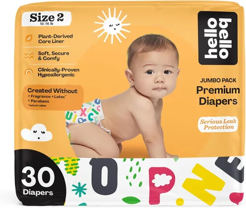 Miniatura 30 de Pañales Hello Bello, talla 4 (22-37 libras) Flower Child, 21 unidades de pañales desechables premium para bebé, hipoalergénicos con sensación suave