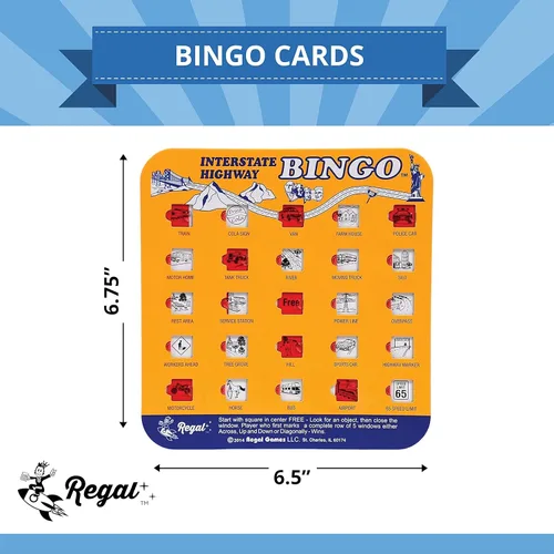 Miniatura 5 de Regal Games Juego de bingo de carreteras interestatales para viaje, cartas de bingo para vacaciones familiares, viajes en automóvil y viajes por