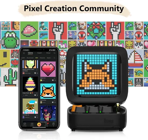 Miniatura 7 de Divoom Pixoo Pixel Art Display y altavoz Bluetooth retro Ditoo Pro - Pixel Art personalizable, Bluetooth 5.0, para decoración creativa y diversión