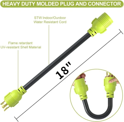 Miniatura 5 de Adaptador de interruptor de transferencia de generador AOWEITOUR NEMA L5-30P enchufe macho a L14-30R hembra, enchufe de bloqueo giratorio de 30