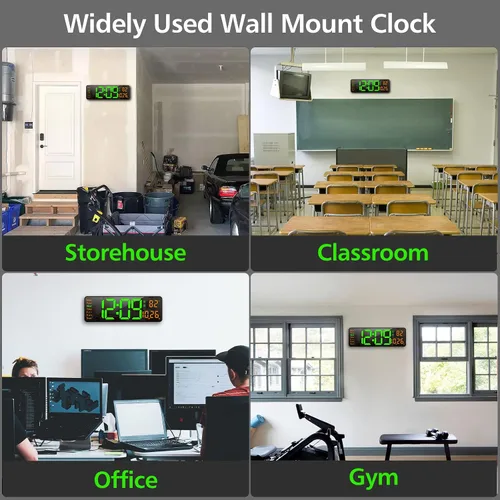 Miniatura 5 de Zgrmbo Reloj de pared digital de 16 pulgadas con control remoto, reloj digital grande con fecha, semana, temperatura, alarma, temporizador, reloj