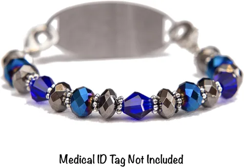 Miniatura 69 de Pulsera elástica de alerta médica, pulsera de identificación médica de repuesto intercambiable, etiqueta de identificación no incluida, cristales