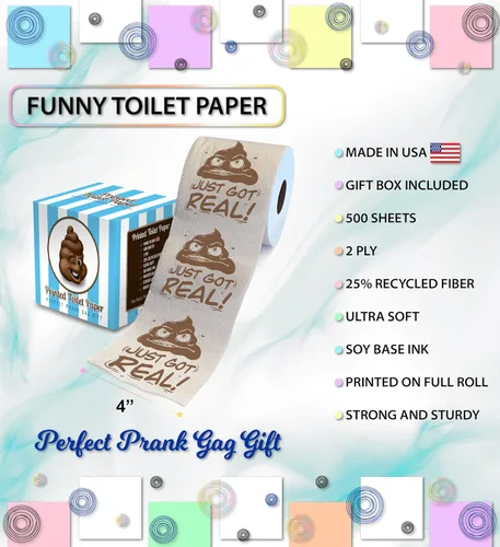 Miniatura 3 de Printed TP Just Got Real - Papel higiénico impreso para regalo, divertido rollo de papel higiénico para broma, sorpresa, decoración de baño, regalo
