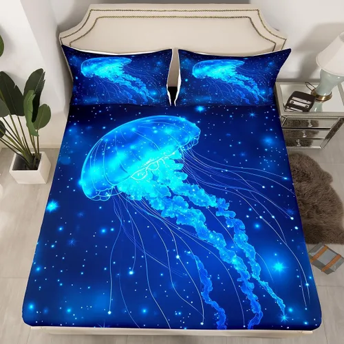 Miniatura 33 de Sábanas de cama con estampado de patas de perro para niños, sábana bajera ajustable de huesos coloridos para los amantes de los perros