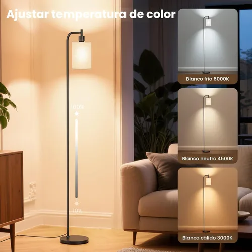 Miniatura 2 de SIBRILLE Lámpara de pie con pantalla de lino, lámpara de pie alta regulable con control remoto y 3 temperaturas de color, lámparas de pie modernas