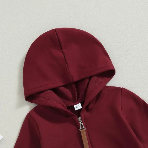 Miniatura 4 de AEEMCEM Mameluco de manga larga con capucha para bebé recién nacido, color liso, con cremallera, para otoño e invierno